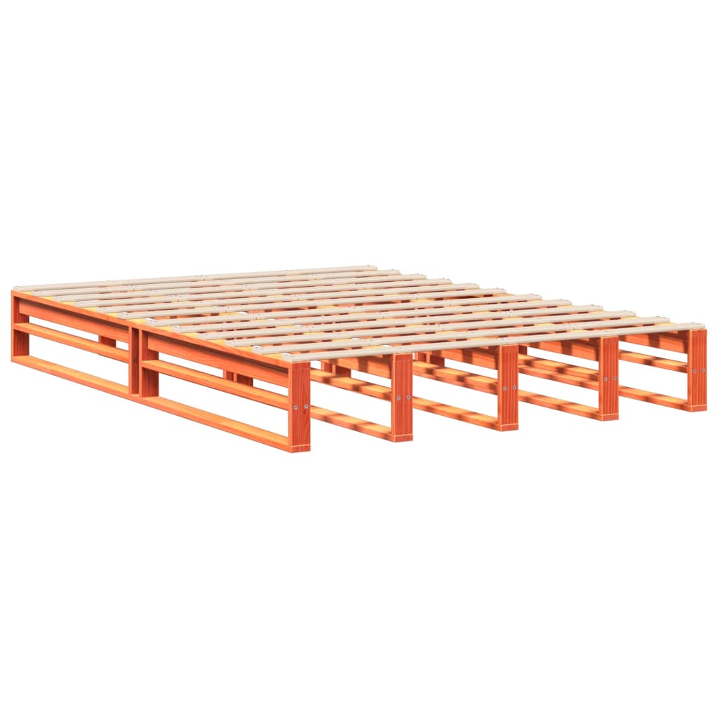 viaszbarna tömör fenyőfa ágy matrac nélkül 120 x 190 cm