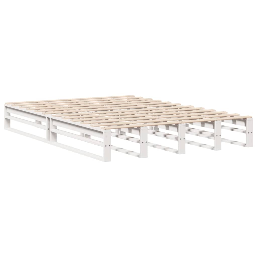 fehér tömör fenyőfa ágy matrac nélkül 135 x 190 cm