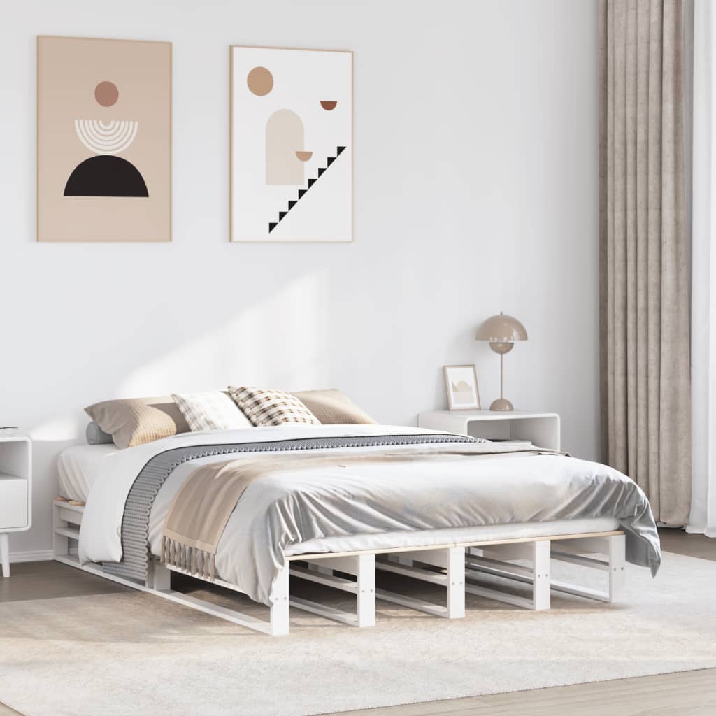 fehér tömör fenyőfa ágy matrac nélkül 140x190 cm