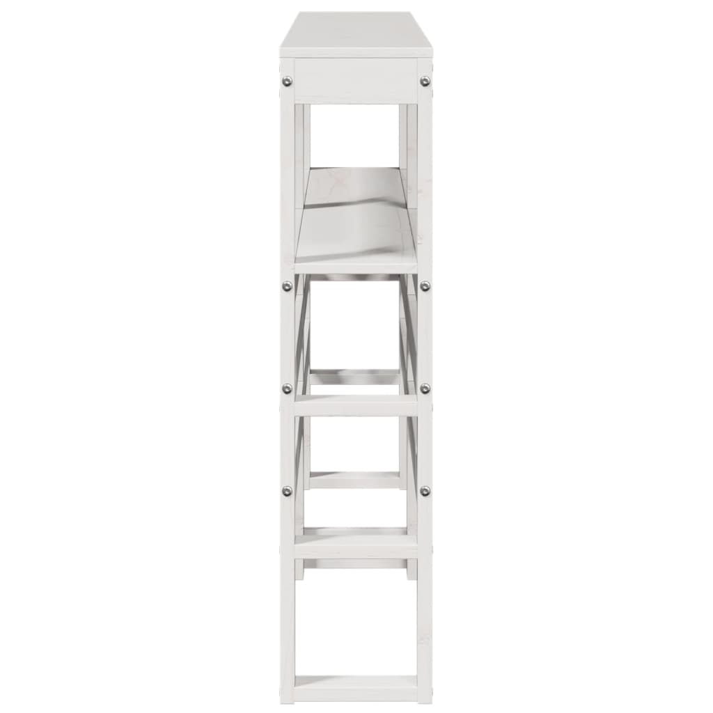fehér tömör fenyőfa fejtámla polcokkal 140 cm