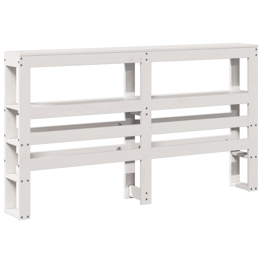 fehér tömör fenyőfa fejtámla polcokkal 140 cm