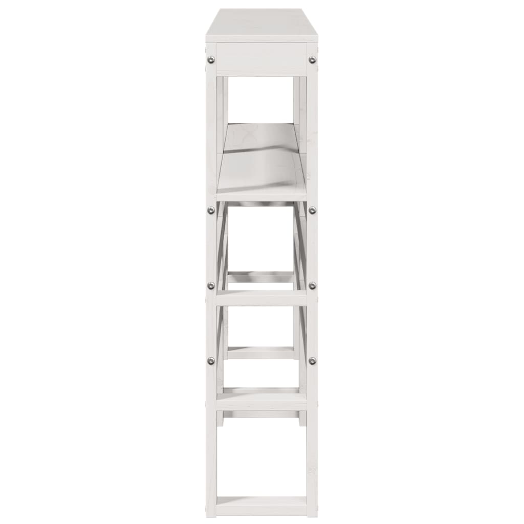 fehér tömör fenyőfa fejtámla polcokkal 135 cm