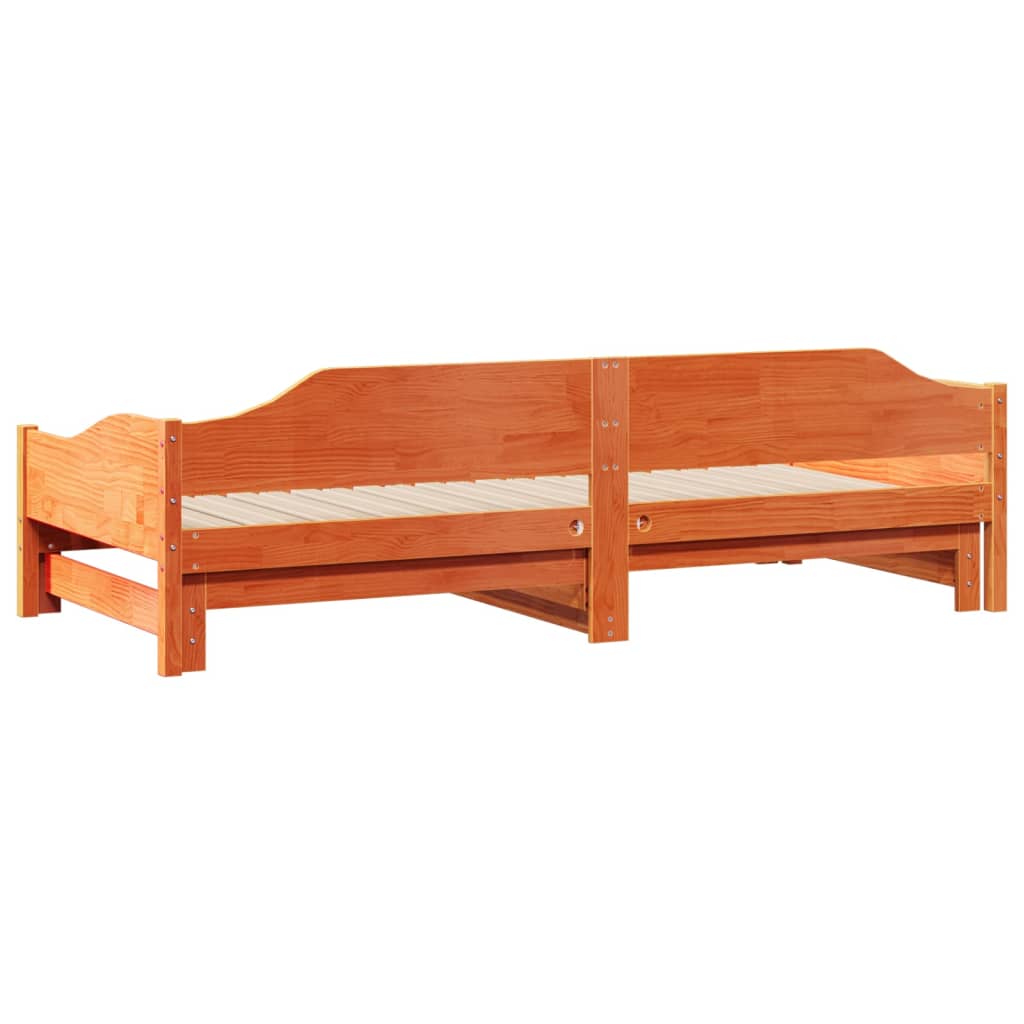 viaszbarna tömör fenyőfa kihúzható kanapéágy 80 x 200 cm
