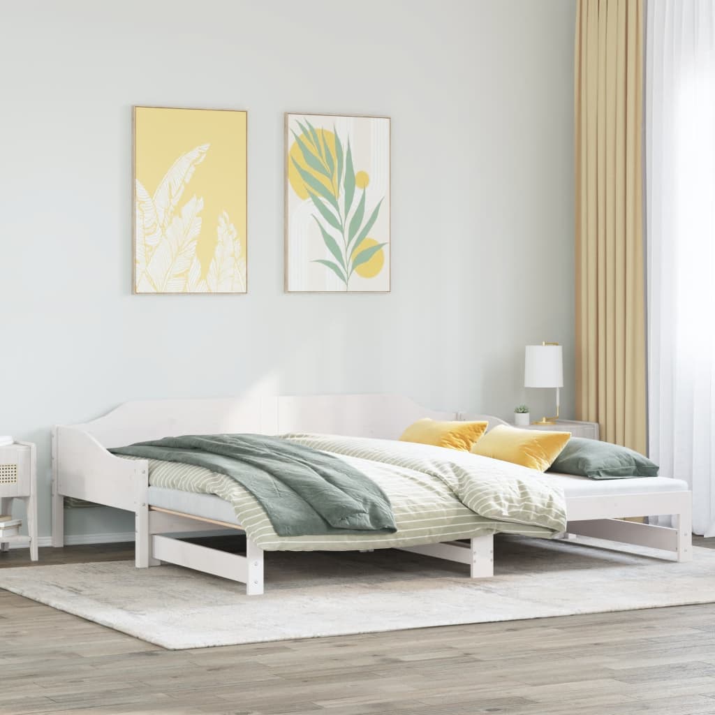 fehér tömör fenyőfa kihúzható kanapéágy 90 x 190 cm