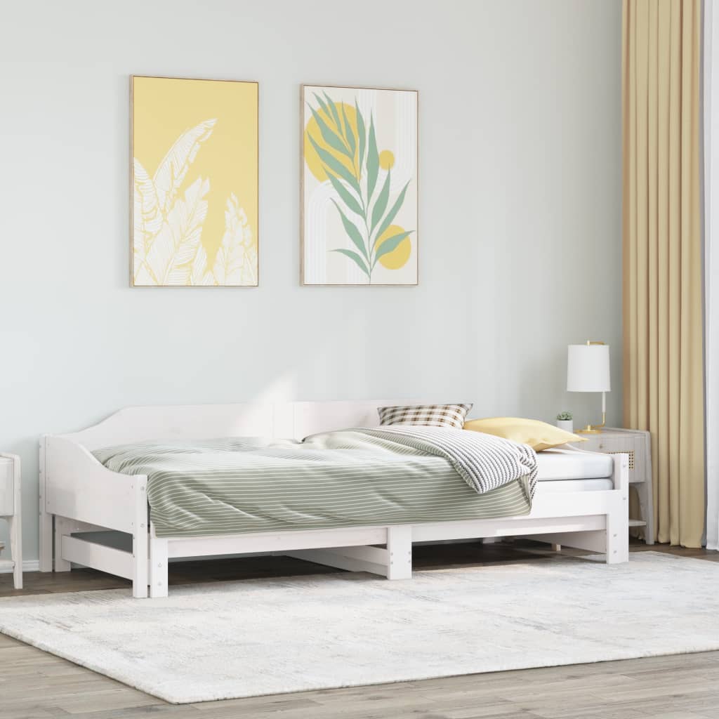 fehér tömör fenyőfa kihúzható kanapéágy 90 x 190 cm