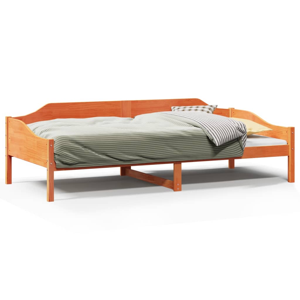 viaszbarna tömör fenyőfa ágy matrac nélkül 90 x 190 cm