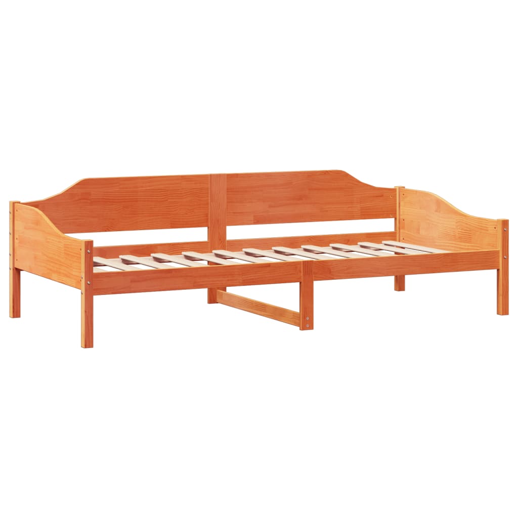 viaszbarna tömör fenyőfa ágy matrac nélkül 90 x 190 cm
