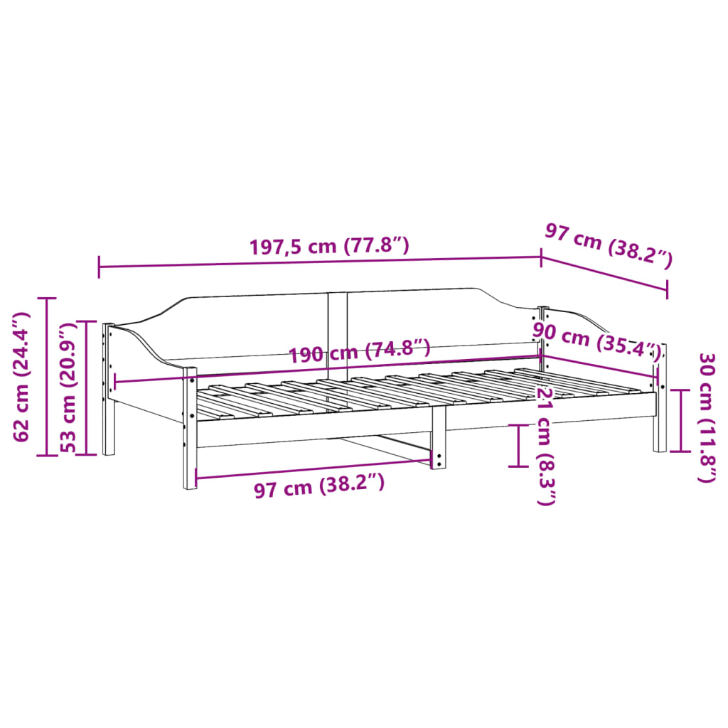 viaszbarna tömör fenyőfa ágy matrac nélkül 90 x 190 cm