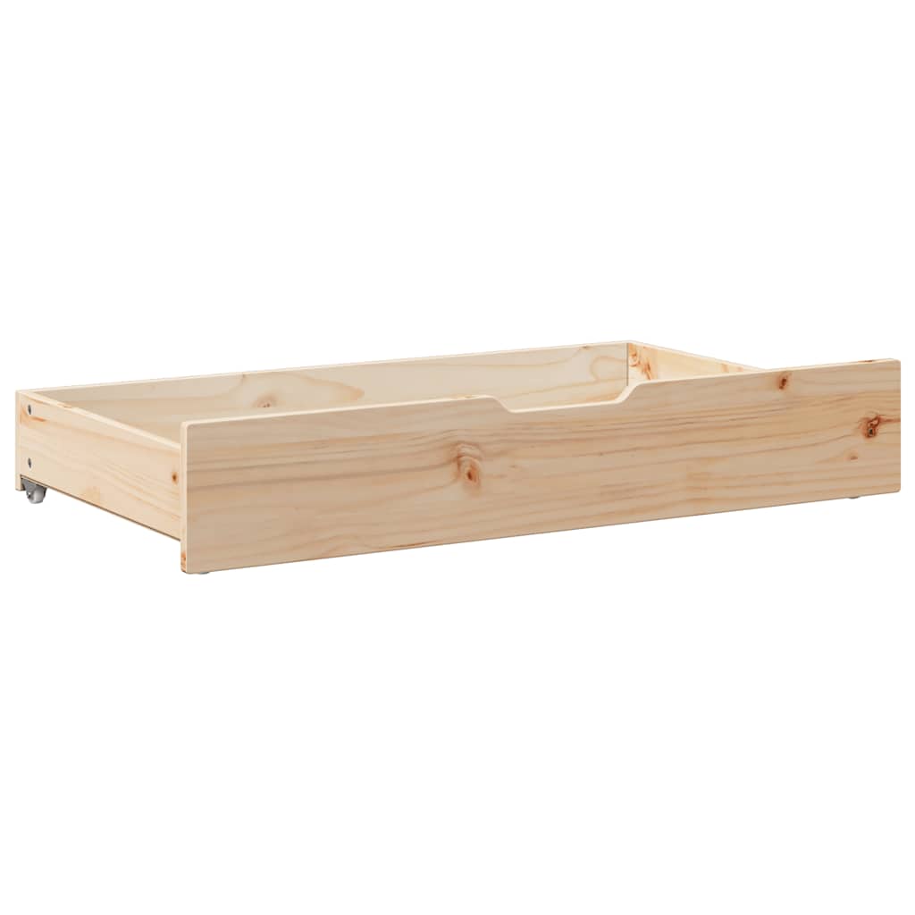 2 db tömör fenyőfa ágy alatti fiók kerékkel 90 x 55 x 17 cm