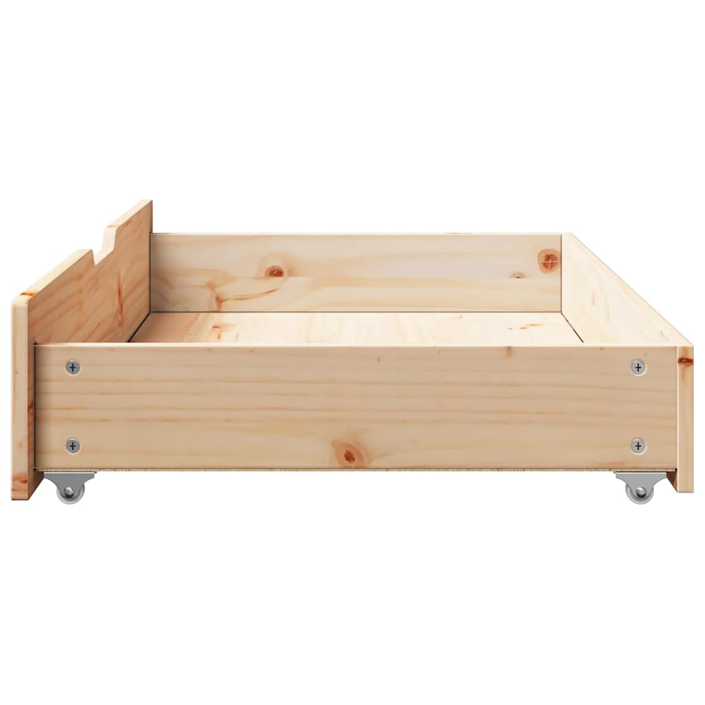 2 db tömör fenyőfa ágy alatti fiók kerékkel 90 x 55 x 17 cm