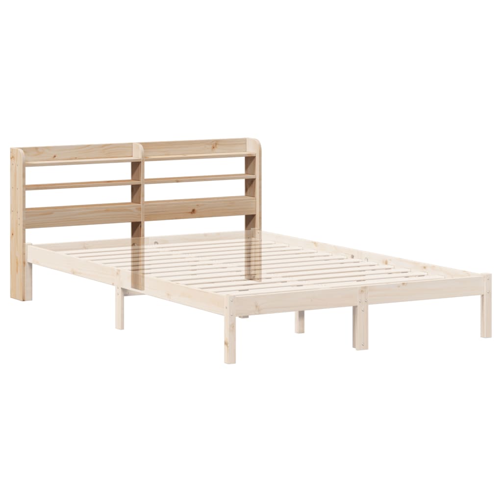 tömör fenyőfa fejtámla polcokkal 135 cm