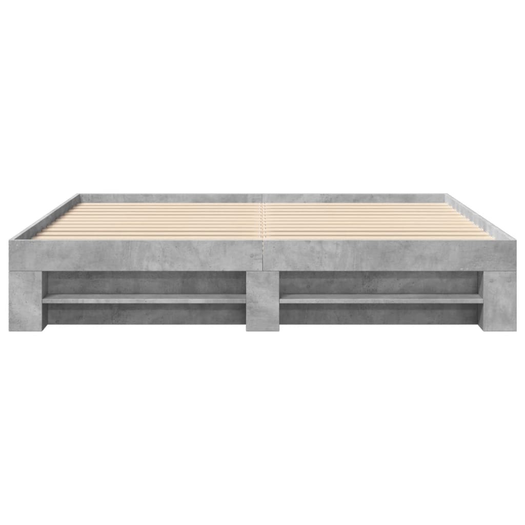 betonszürke szerelt fa ágykeret 200 x 200 cm