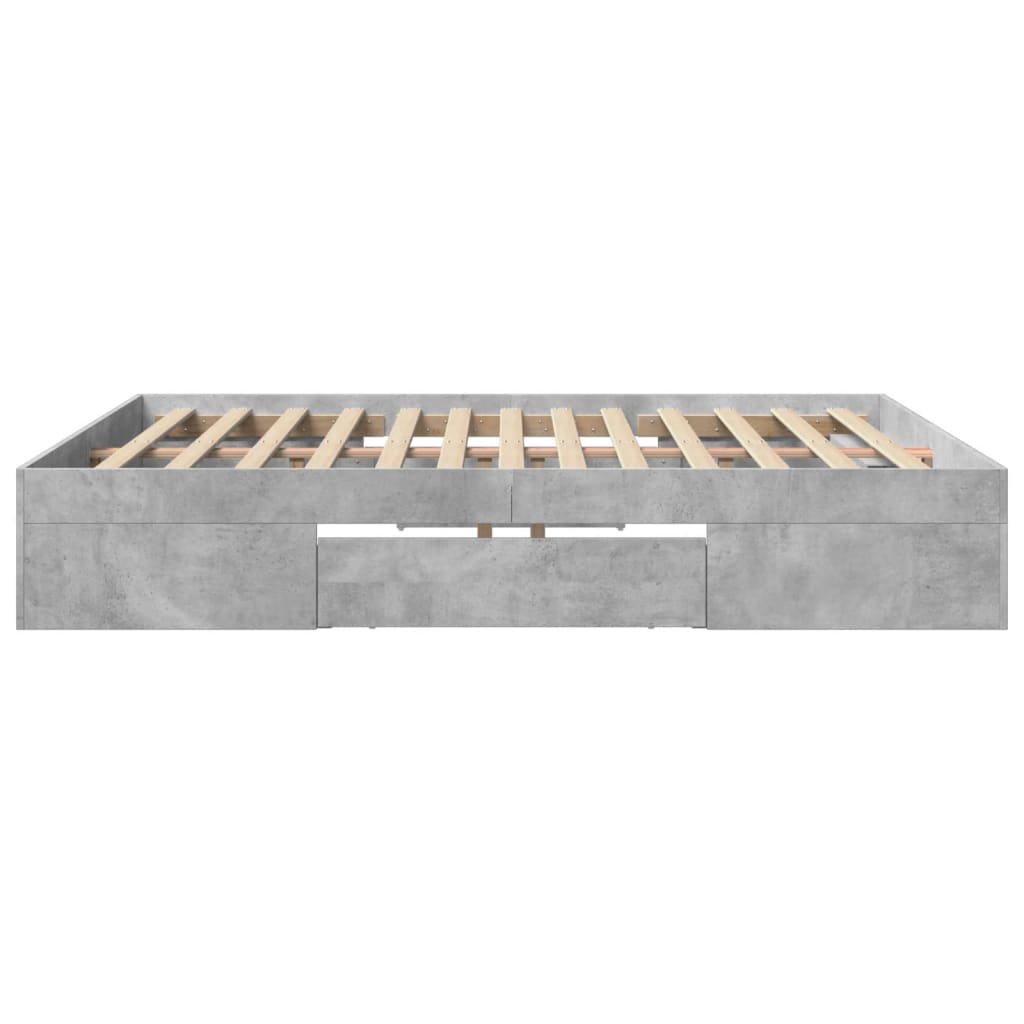 betonszürke szerelt fa ágykeret 200 x 200 cm