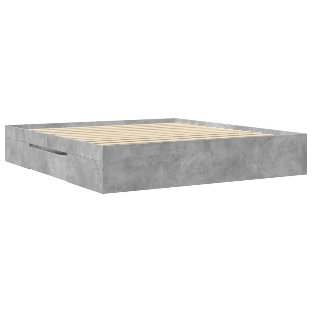 betonszürke szerelt fa ágykeret 200 x 200 cm
