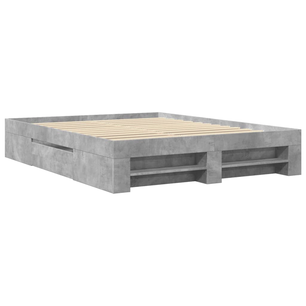 betonszürke szerelt fa ágykeret matrac nélkül 160x200 cm