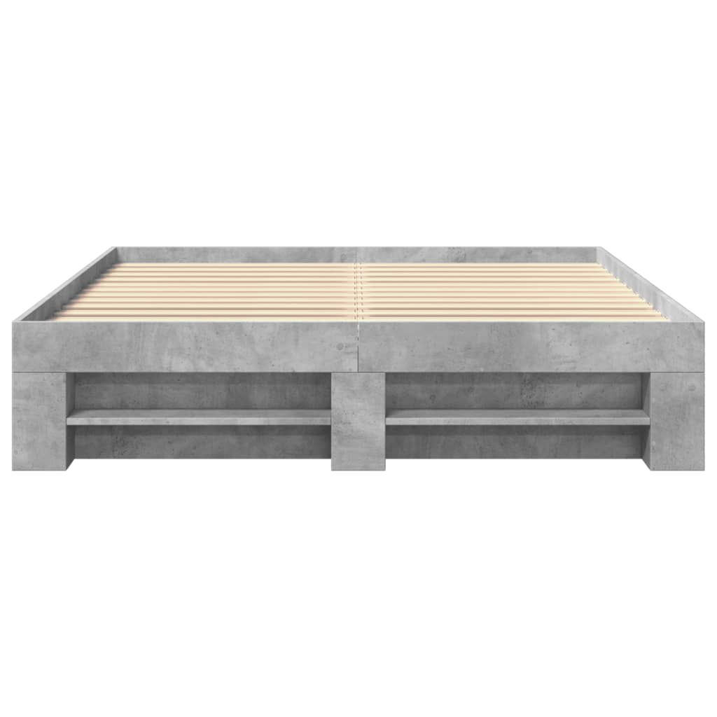 betonszürke szerelt fa ágykeret matrac nélkül 160x200 cm