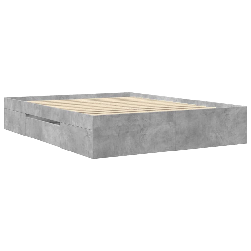 betonszürke szerelt fa ágykeret matrac nélkül 160x200 cm