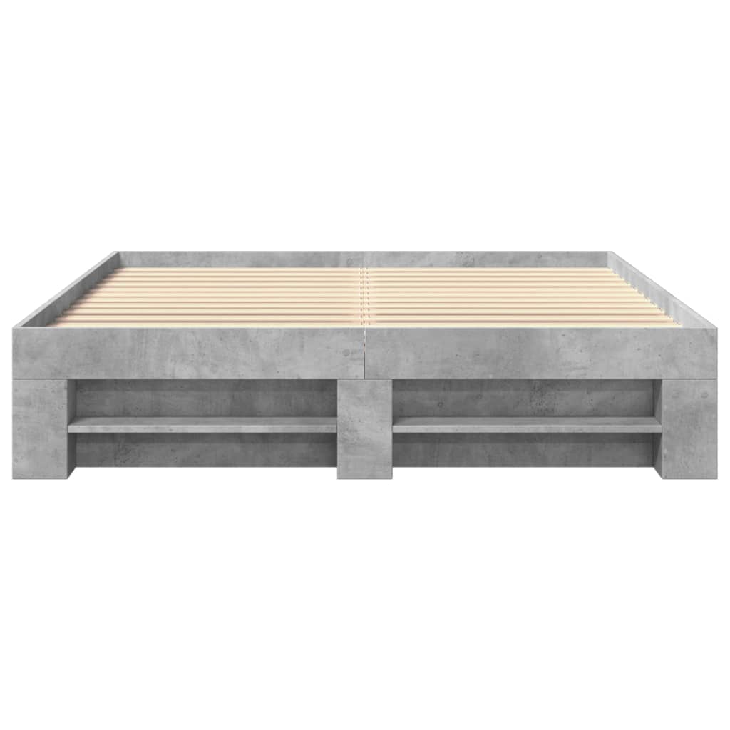 betonszürke szerelt fa ágykeret 150 x 200 cm