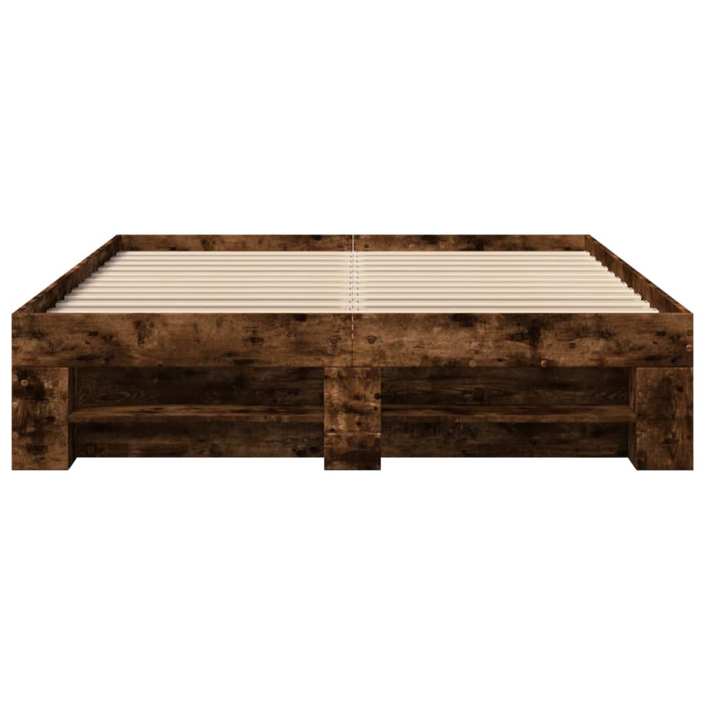 füstös tölgy színű szerelt fa ágykeret matrac nélkül 120x200 cm