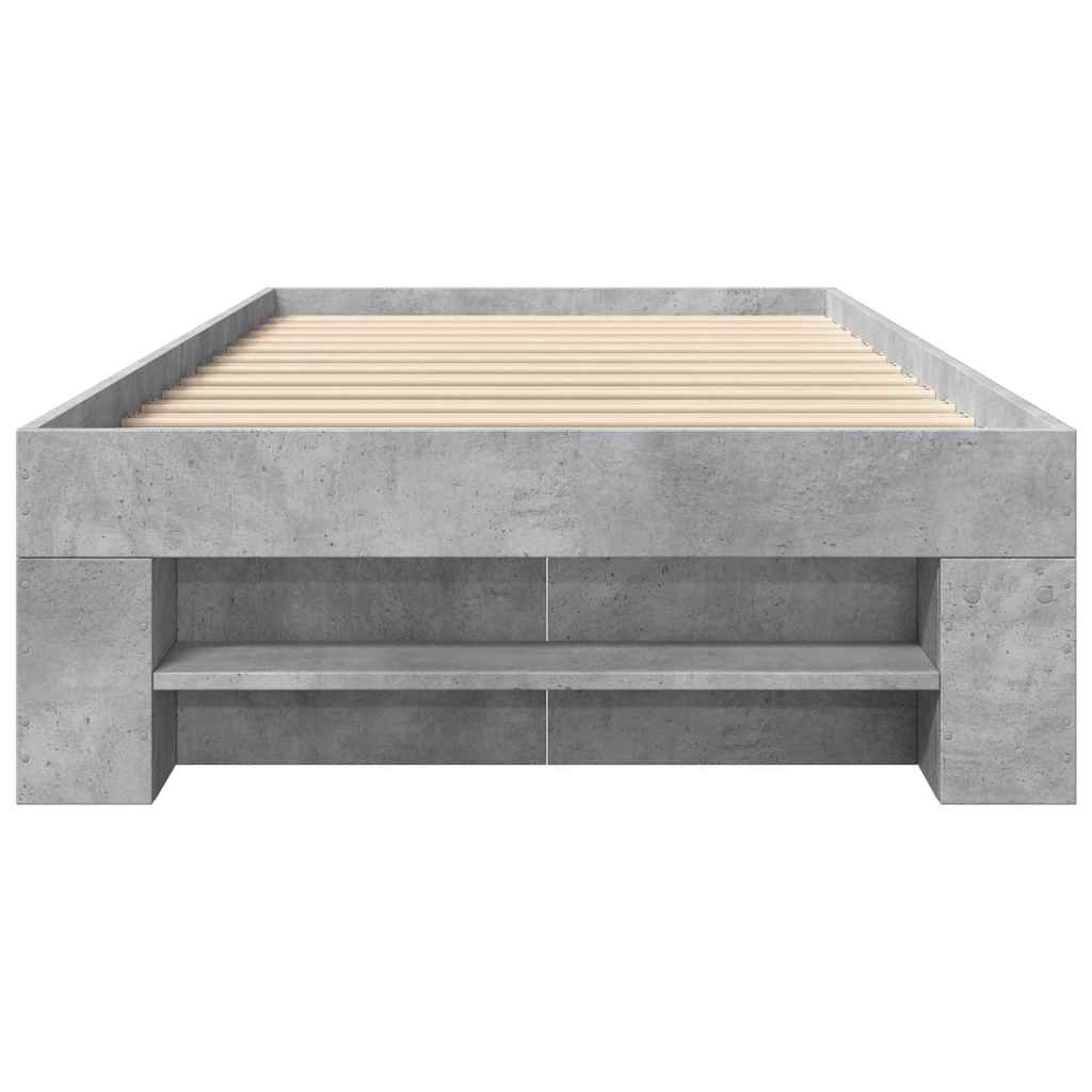 betonszürke szerelt fa ágykeret 100 x 200 cm