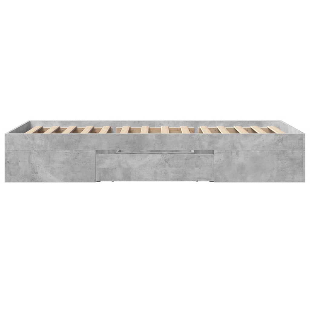 betonszürke szerelt fa ágykeret 100 x 200 cm