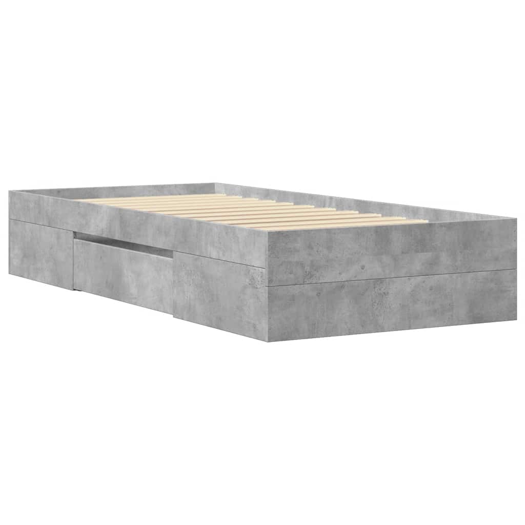 betonszürke szerelt fa ágykeret 100 x 200 cm