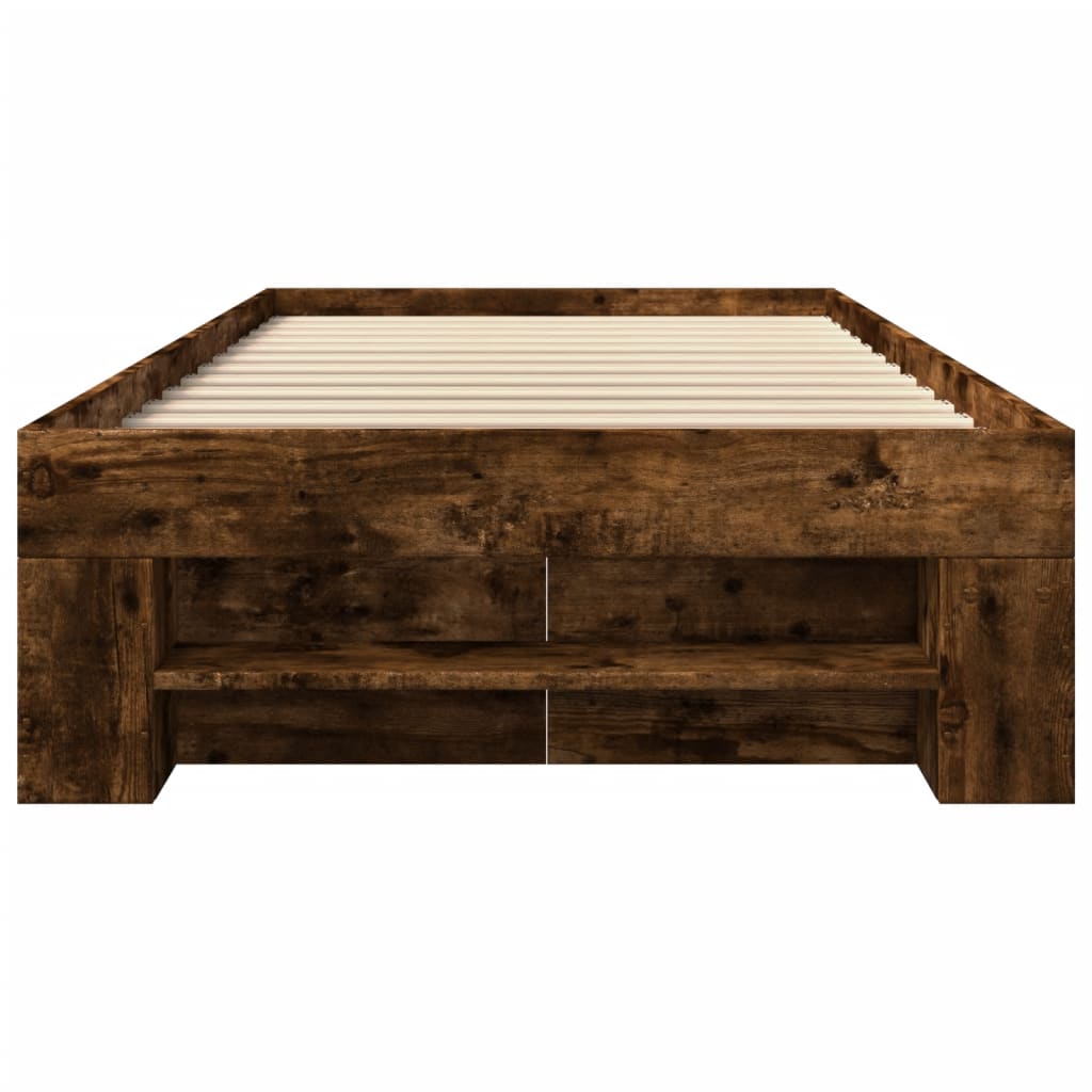 füstös tölgy színű szerelt fa ágykeret matrac nélkül 100x200 cm