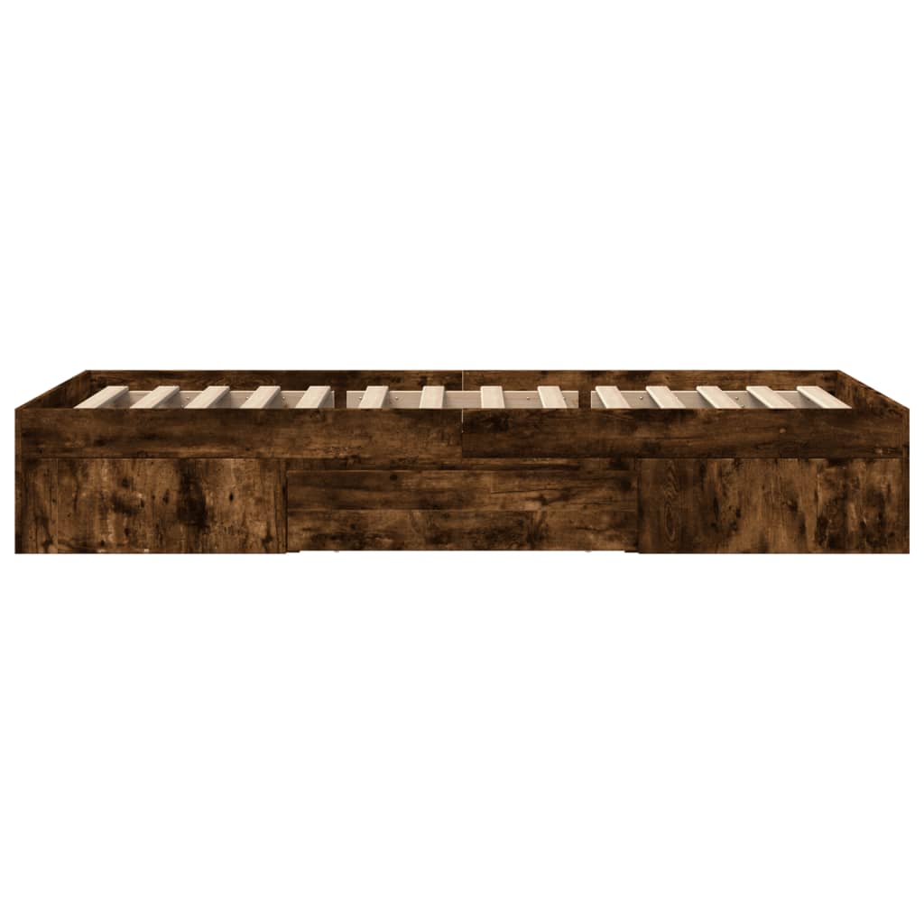 füstös tölgy színű szerelt fa ágykeret matrac nélkül 100x200 cm