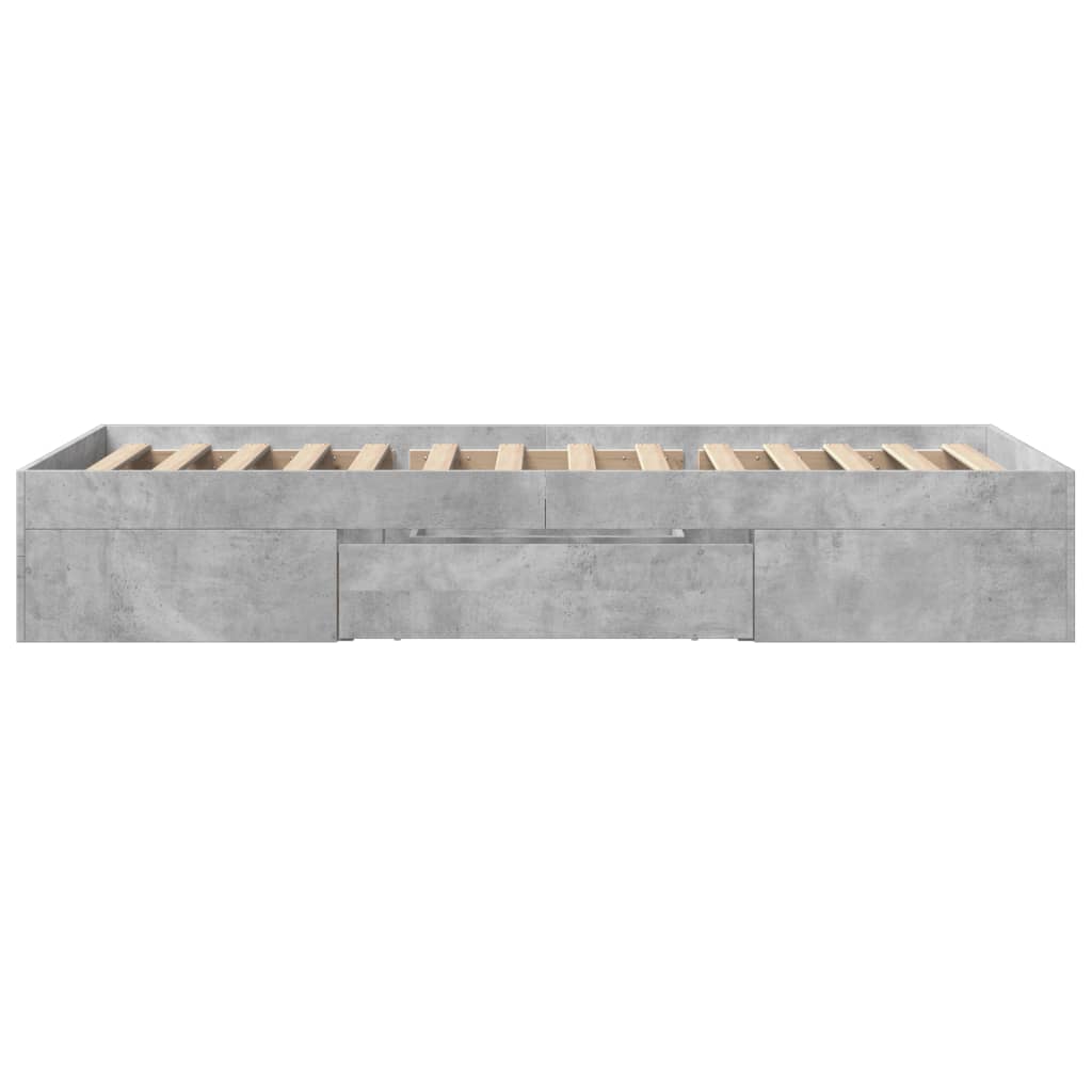 betonszürke szerelt fa ágykeret 90 x 200 cm