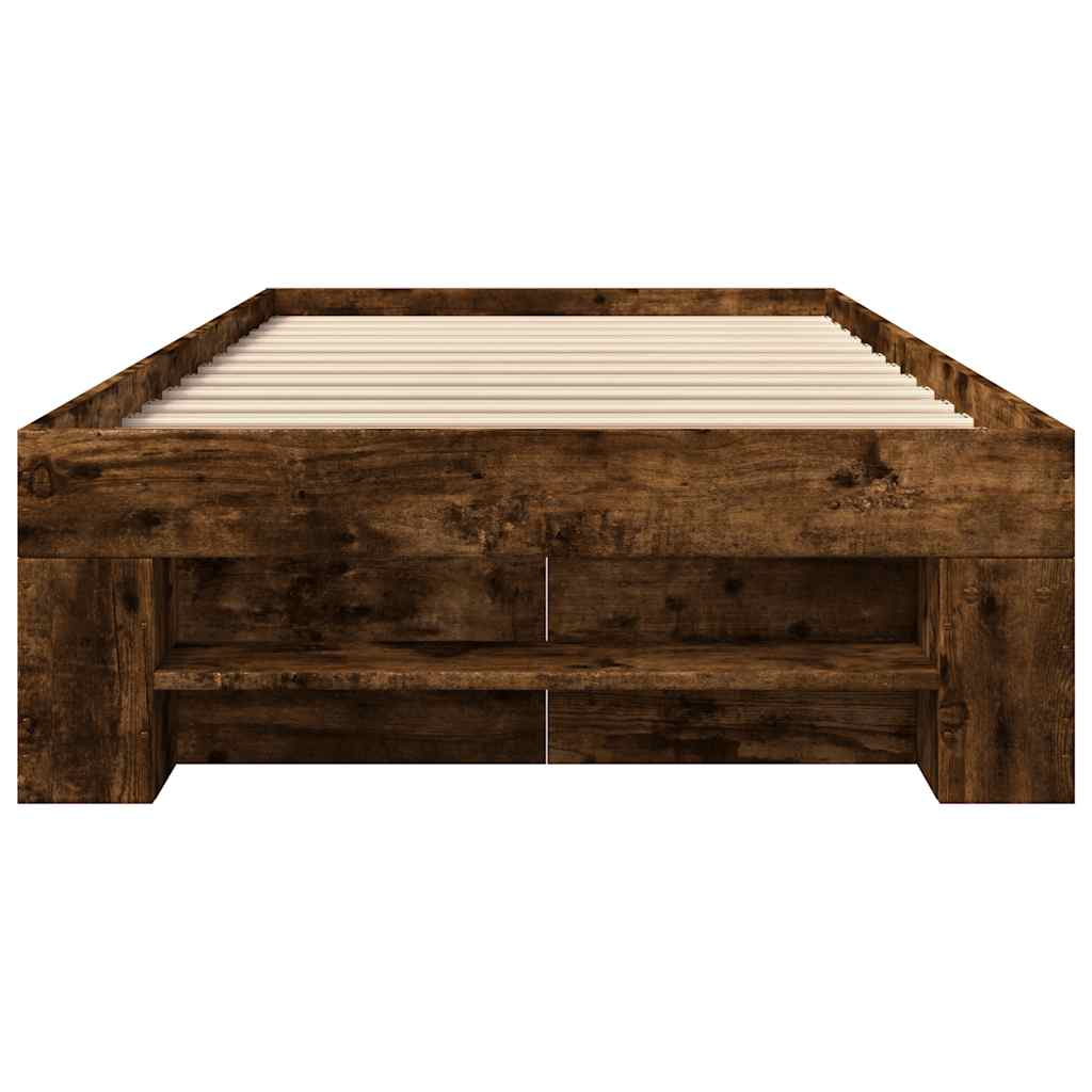 füstös tölgy színű szerelt fa ágykeret matrac nélkül 90x190 cm