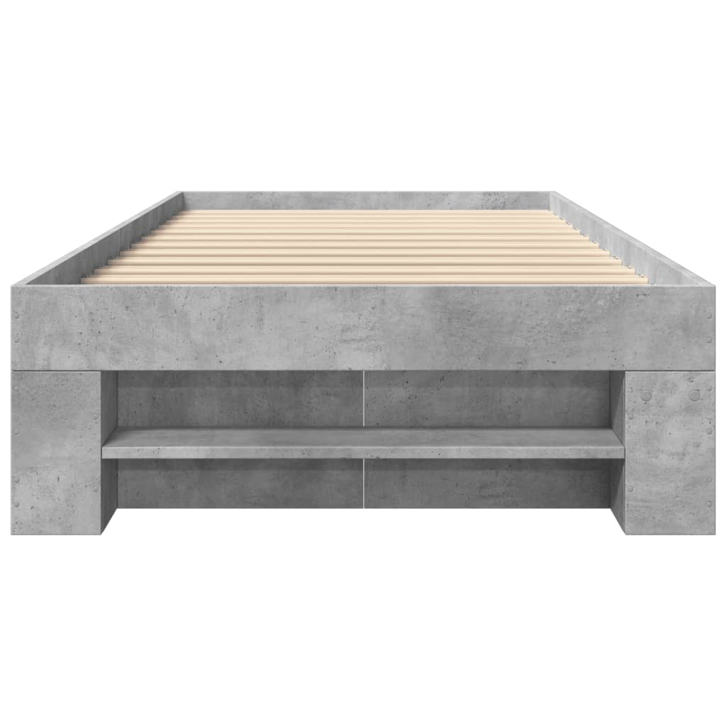 betonszürke szerelt fa ágykeret 75 x 190 cm