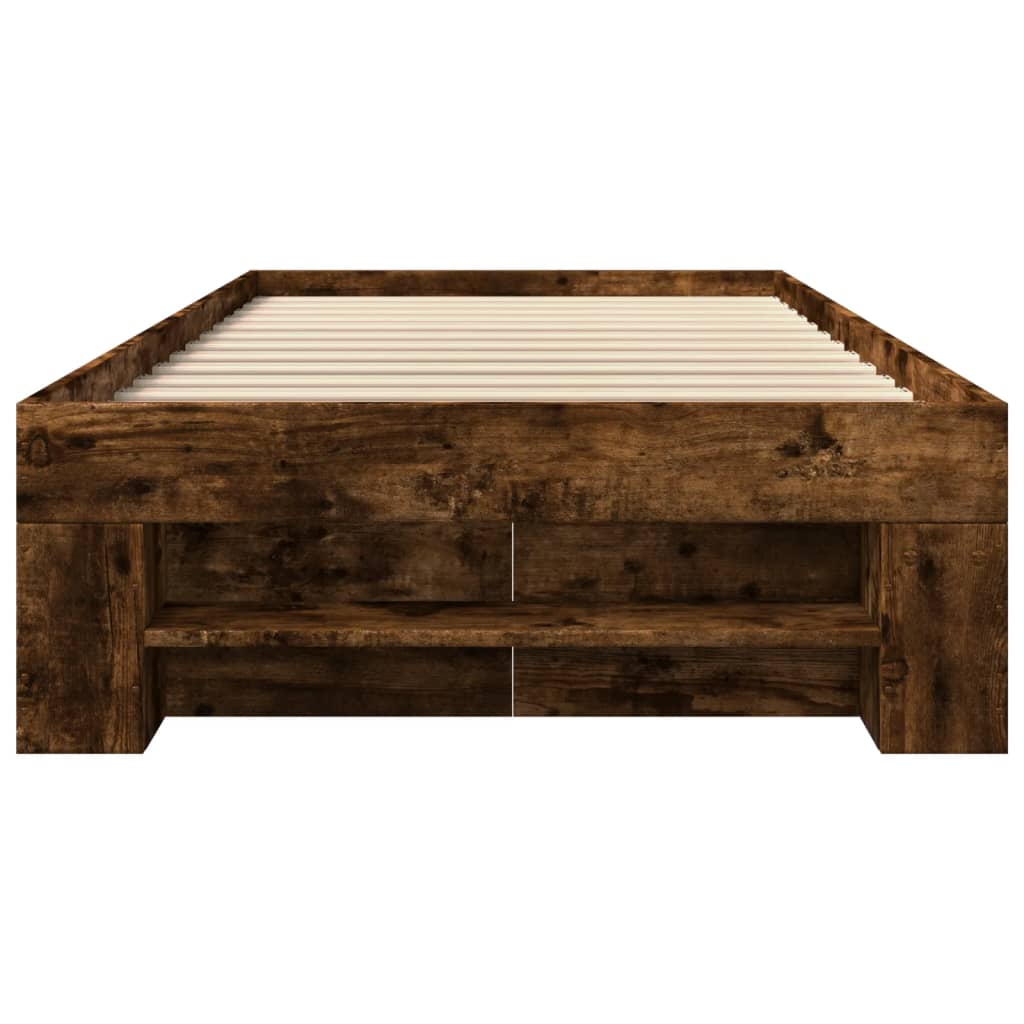 füstös tölgy színű szerelt fa ágykeret matrac nélkül 75x190 cm