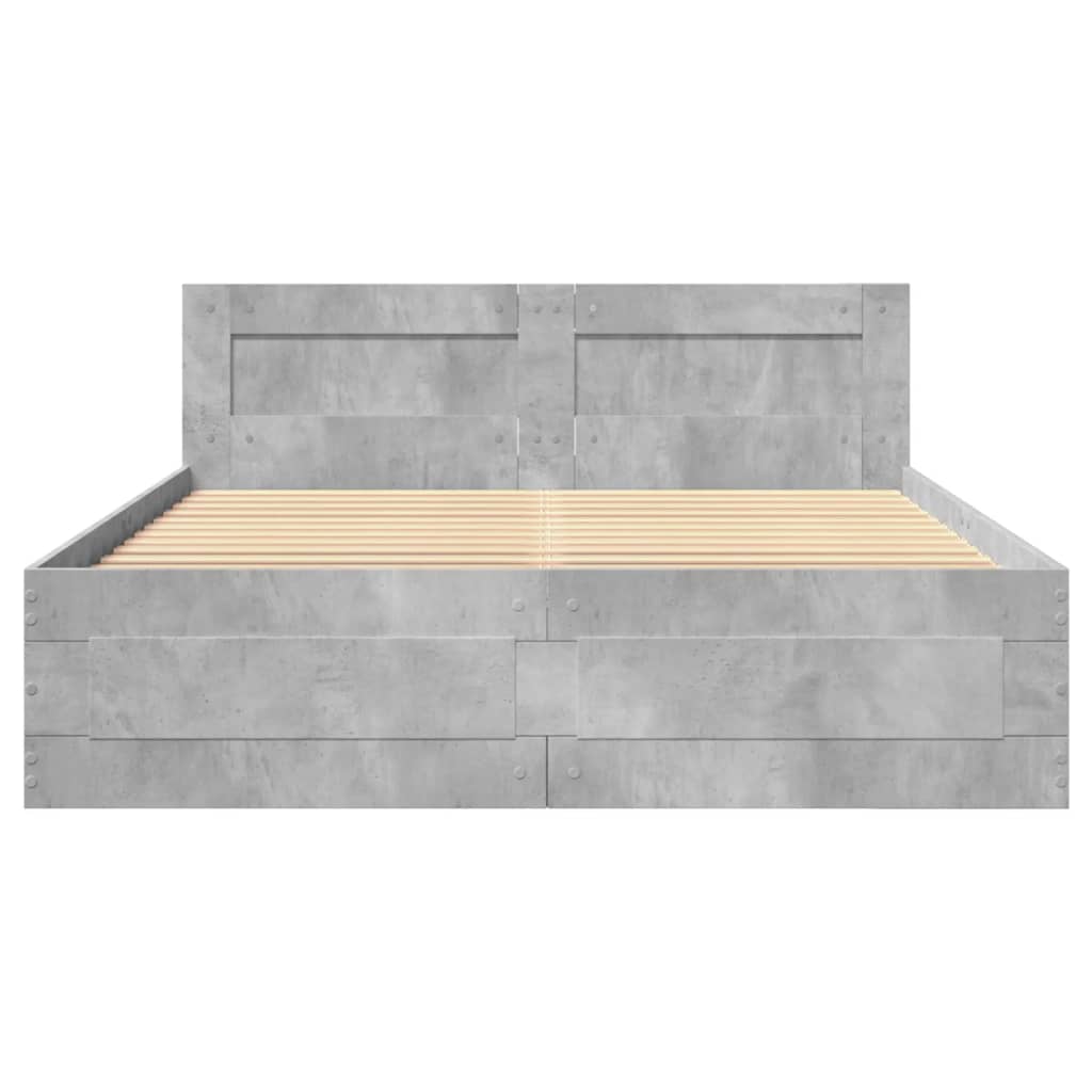 betonszürke szerelt fa ágykeret fejtámlával 120x200 cm