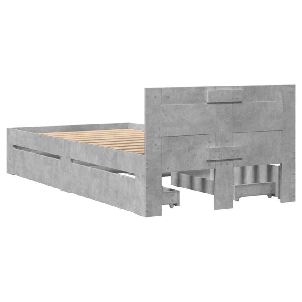 betonszürke szövet ágykeret fejtámlával 75 x 190 cm