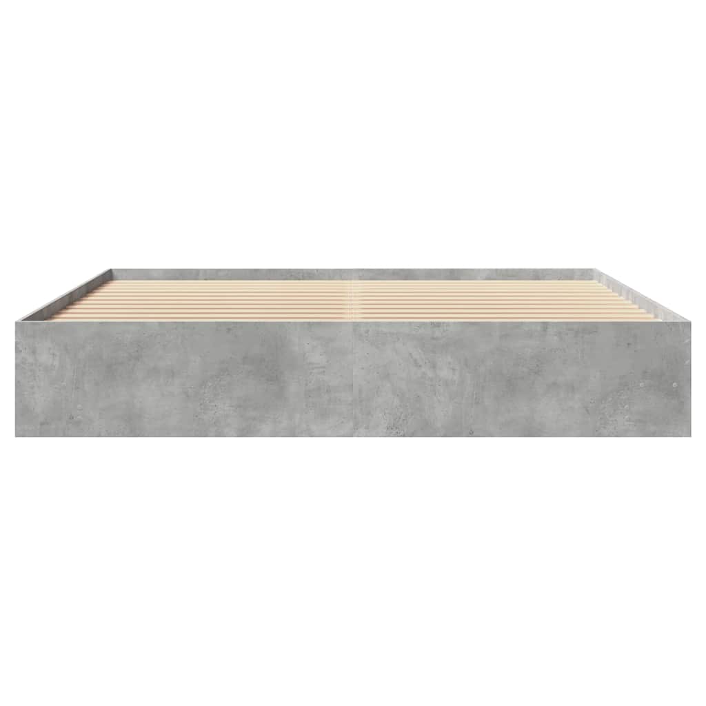 betonszürke szerelt fa ágykeret 200 x 200 cm