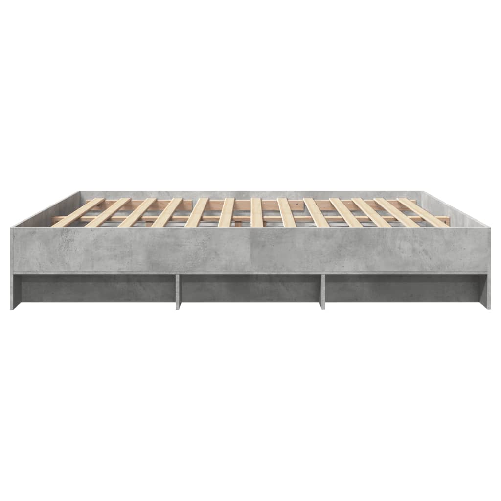 betonszürke szerelt fa ágykeret 200 x 200 cm