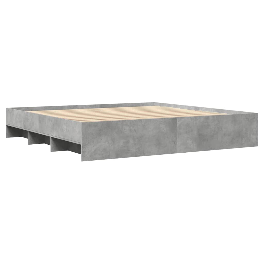 betonszürke szerelt fa ágykeret 200 x 200 cm