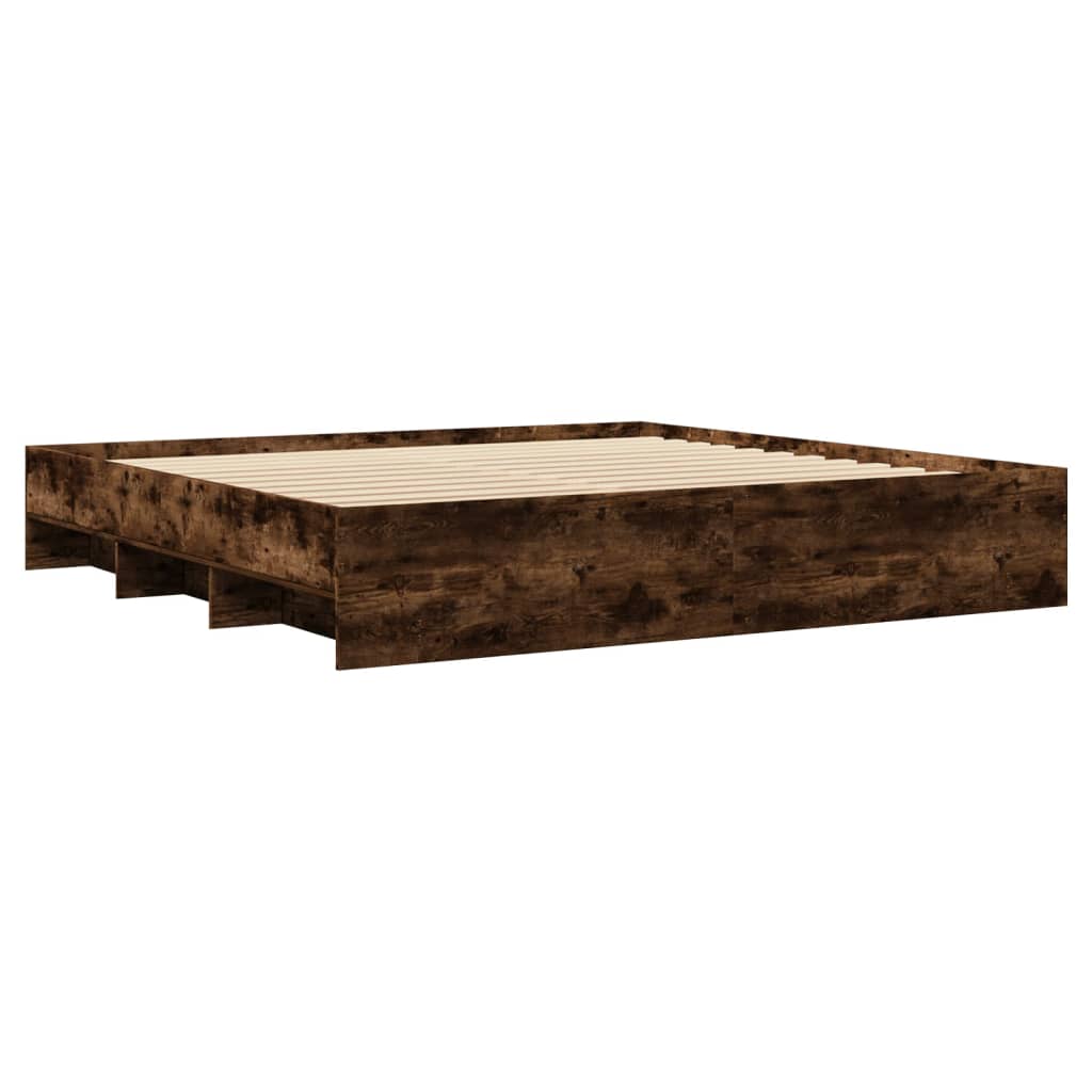 füstös tölgy színű szerelt fa ágykeret matrac nélkül 200x200 cm