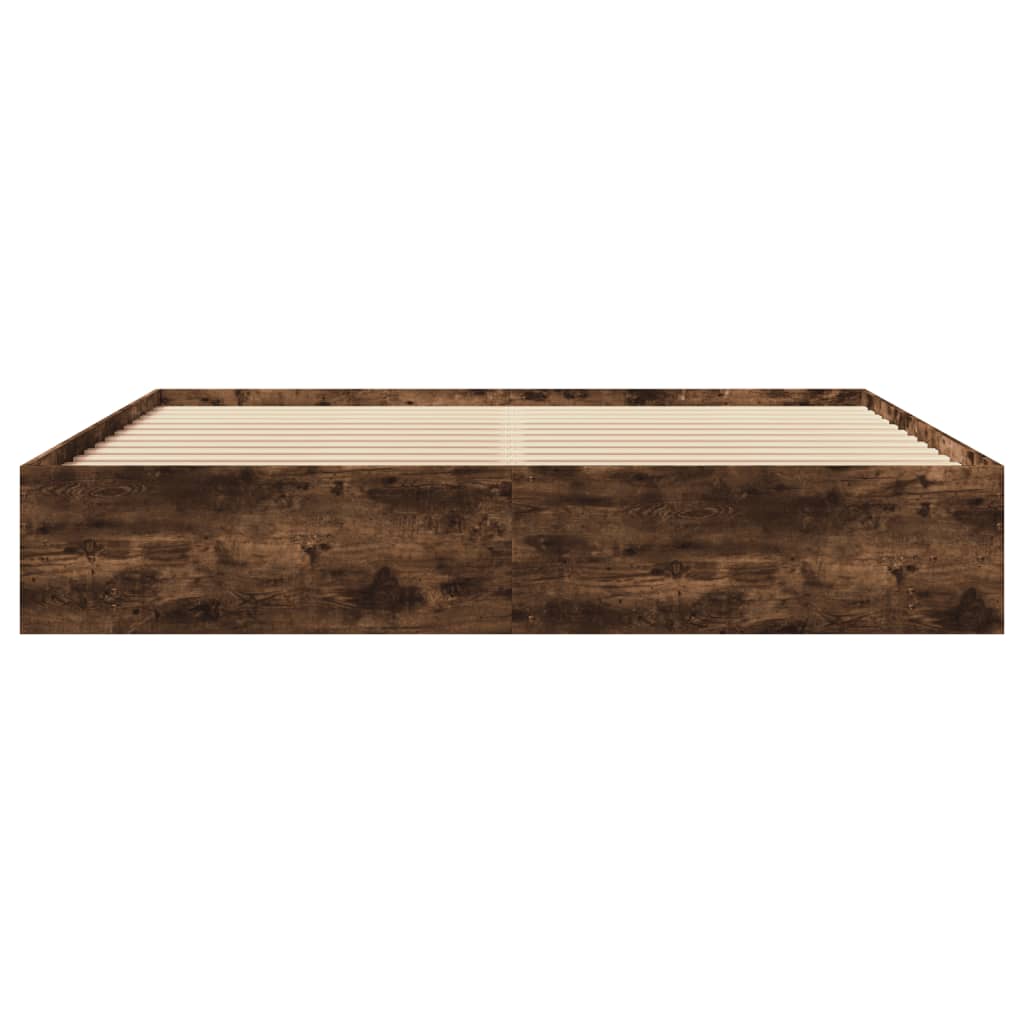 füstös tölgy színű szerelt fa ágykeret matrac nélkül 200x200 cm