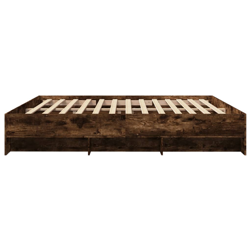füstös tölgy színű szerelt fa ágykeret matrac nélkül 200x200 cm