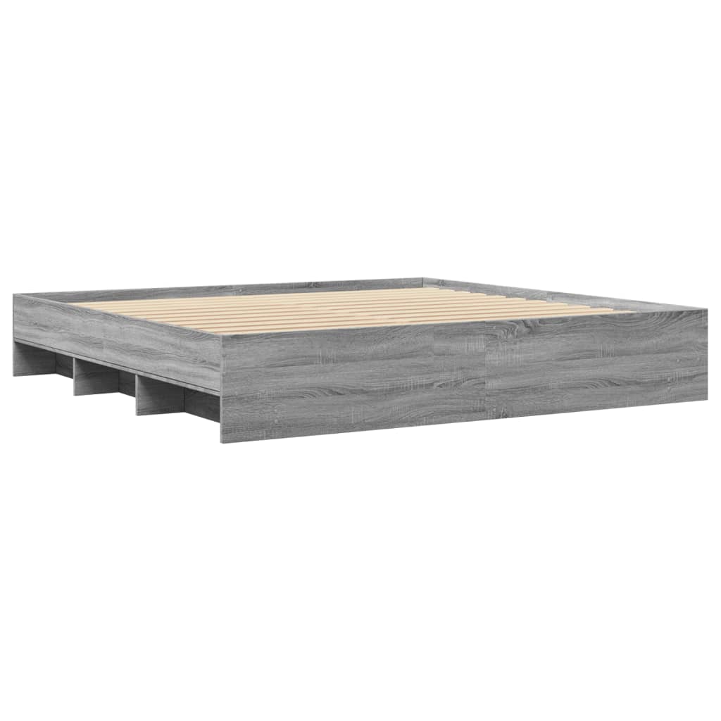 sonoma tölgyszínű szerelt fa ágykeret 200 x 200 cm