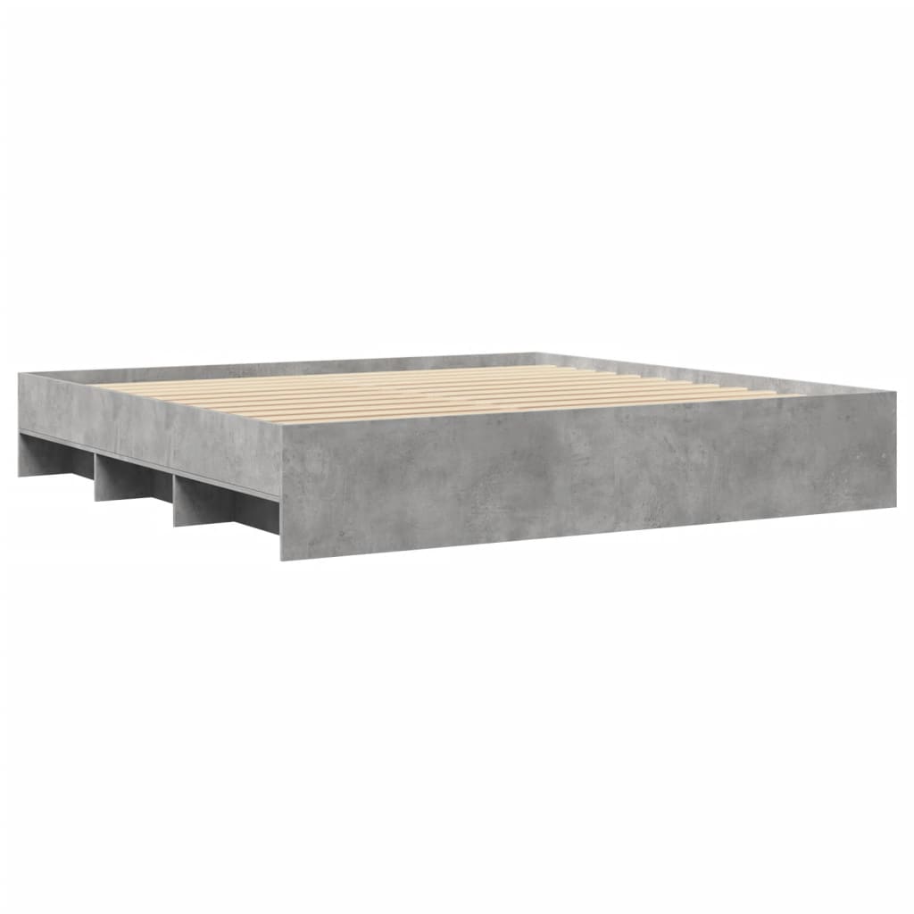 betonszürke szerelt fa ágykeret matrac nélkül 180 x 200 cm