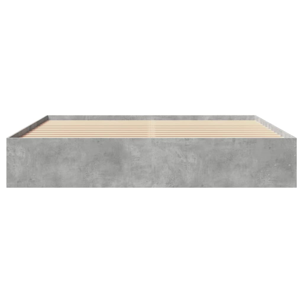 betonszürke szerelt fa ágykeret matrac nélkül 180 x 200 cm