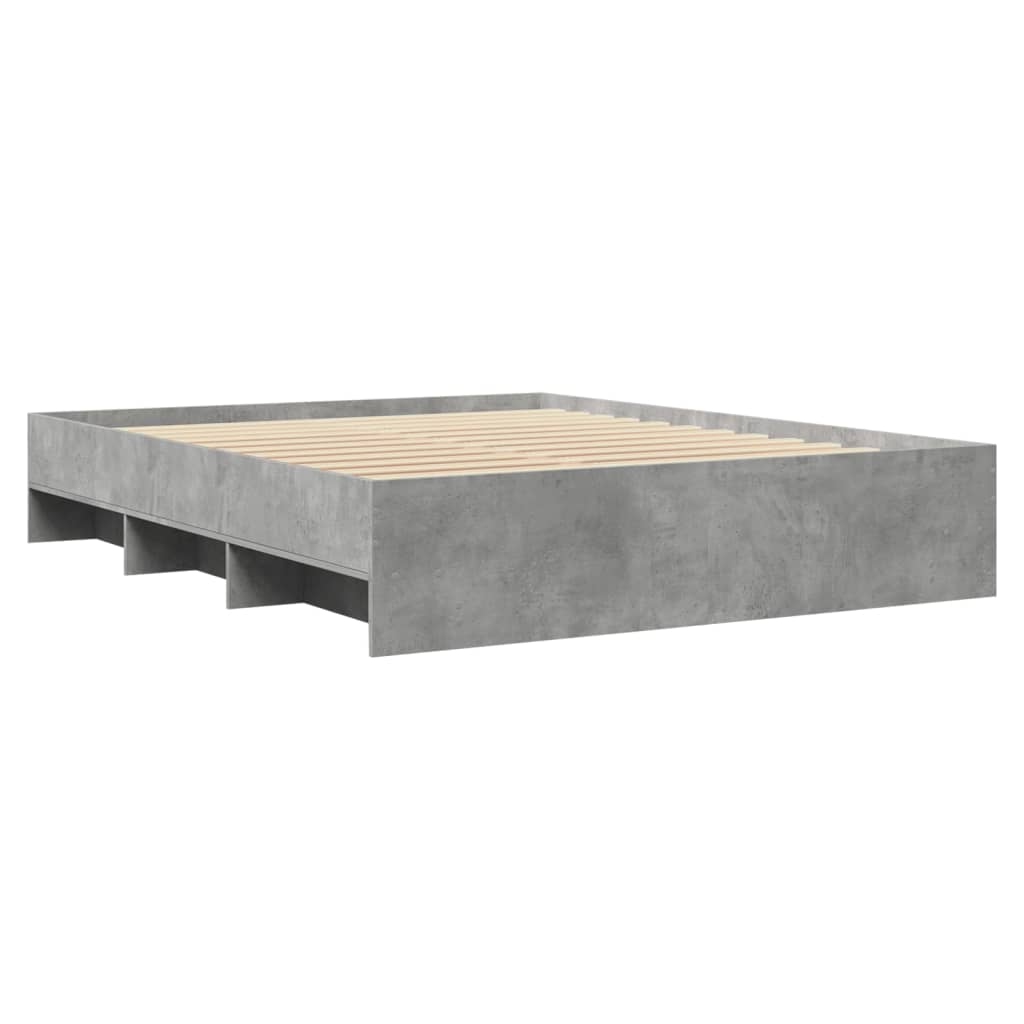 betonszürke szerelt fa ágykeret matrac nélkül 160x200 cm