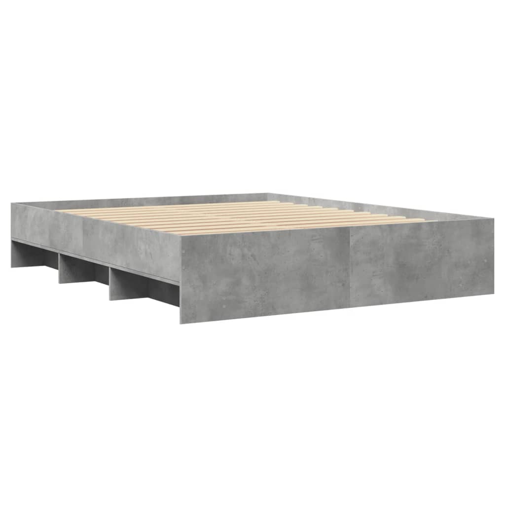 betonszürke szerelt fa ágykeret matrac nélkül 160x200 cm