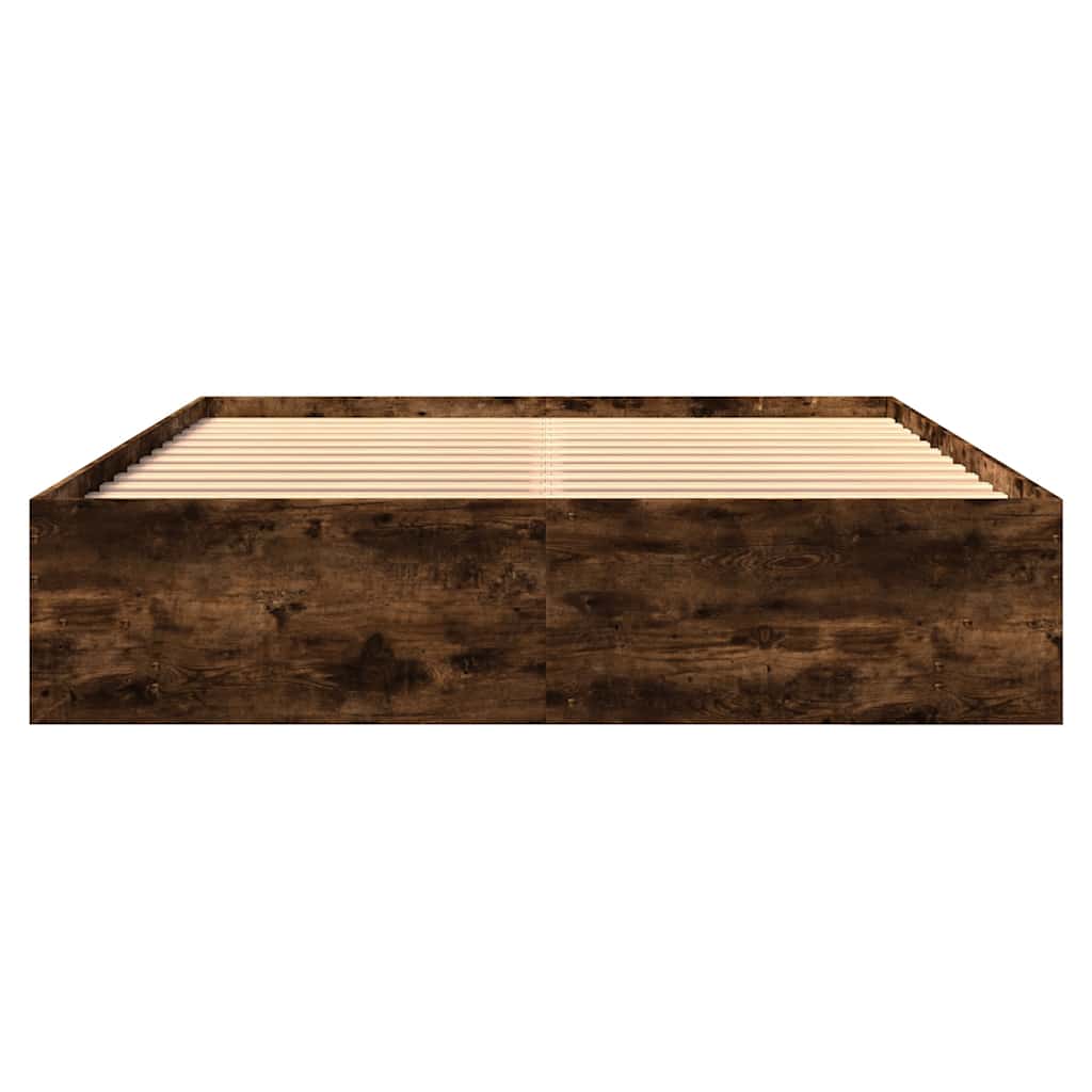 füstös tölgy színű szerelt fa ágykeret matrac nélkül 150x200 cm