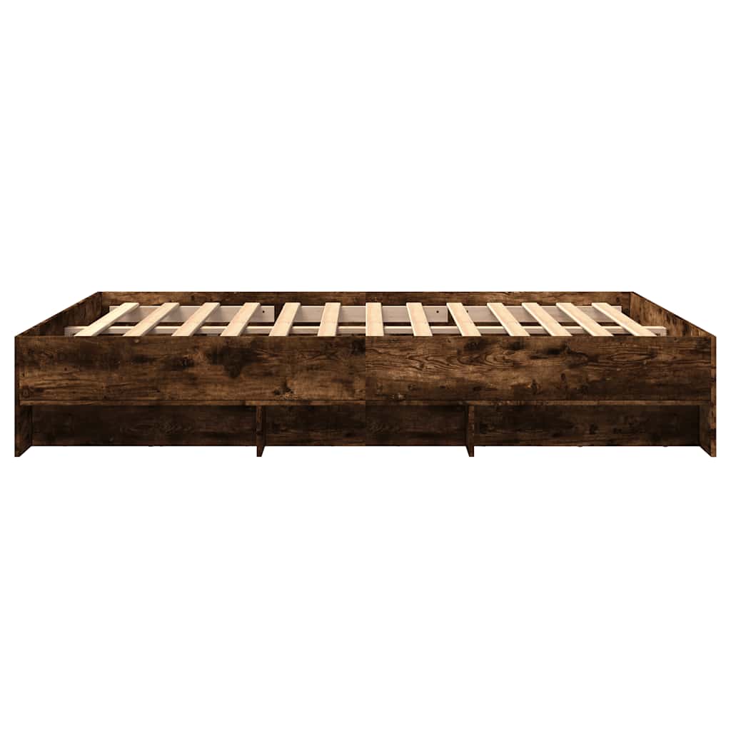 füstös tölgy színű szerelt fa ágykeret matrac nélkül 150x200 cm