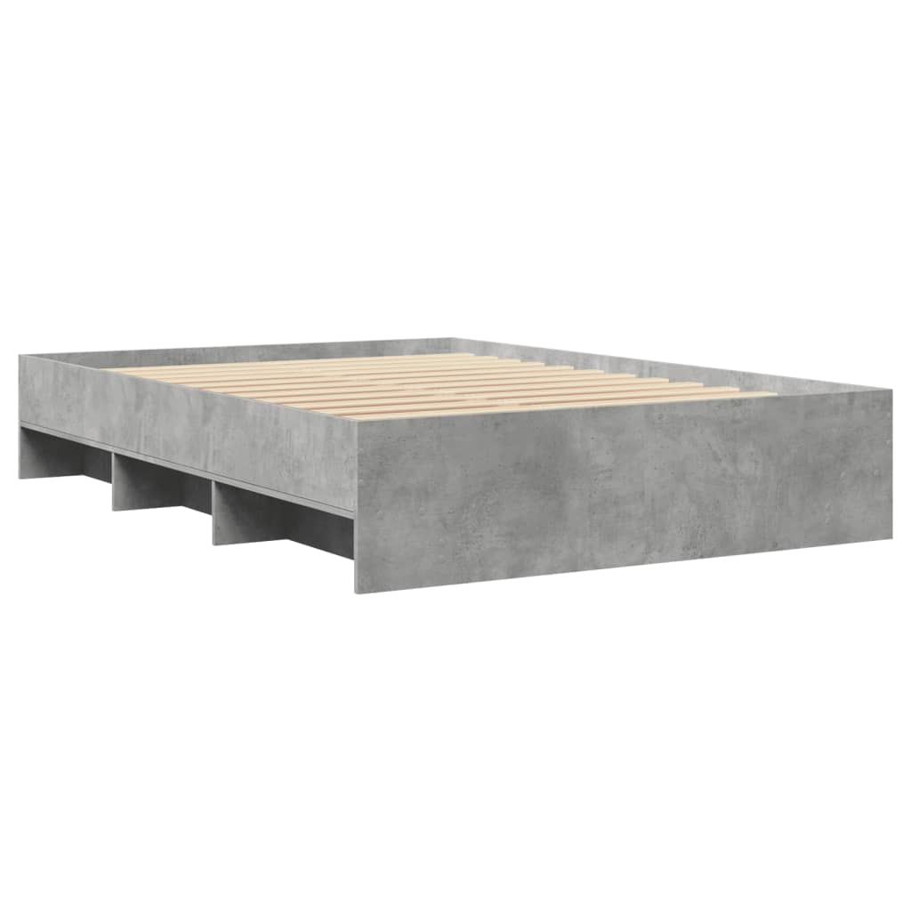 betonszürke szerelt fa ágykeret 120 x 200 cm
