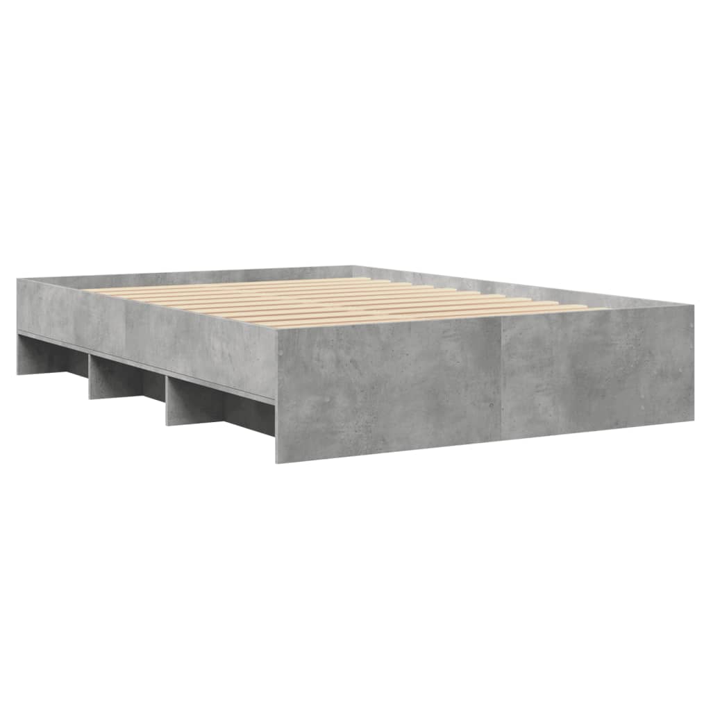 betonszürke szerelt fa ágykeret 120 x 200 cm