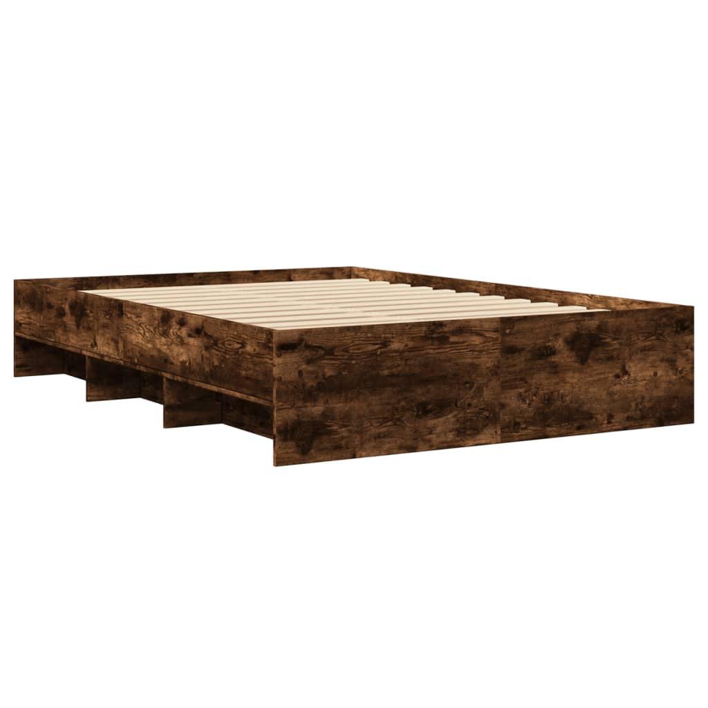 füstös tölgy színű szerelt fa ágykeret matrac nélkül 120x200 cm